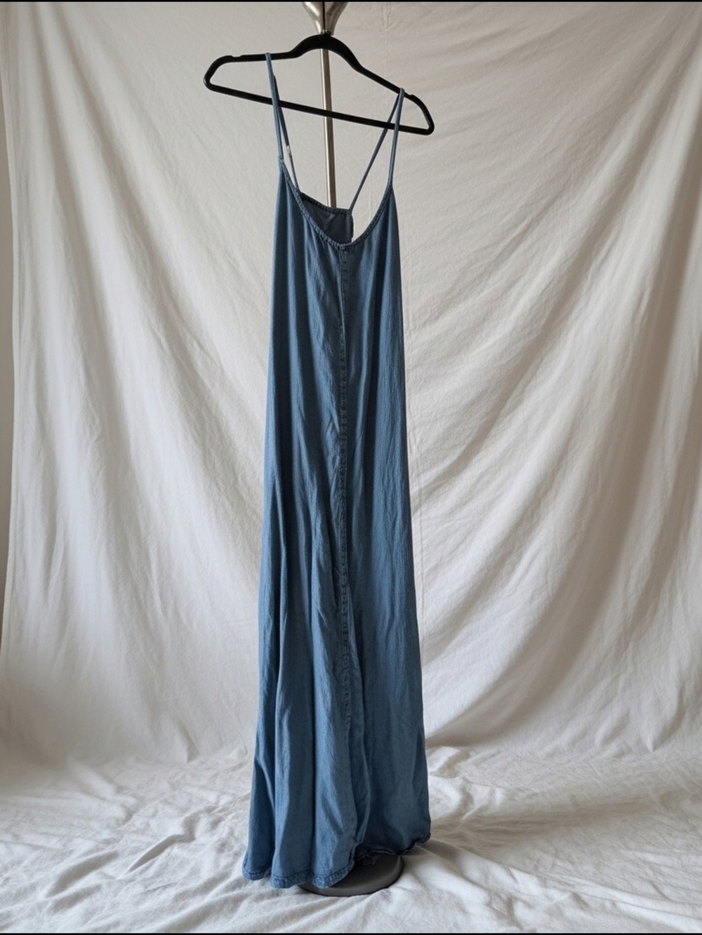 H&M Blue Denim-Style Spaghetti-Strap Maxi Dress